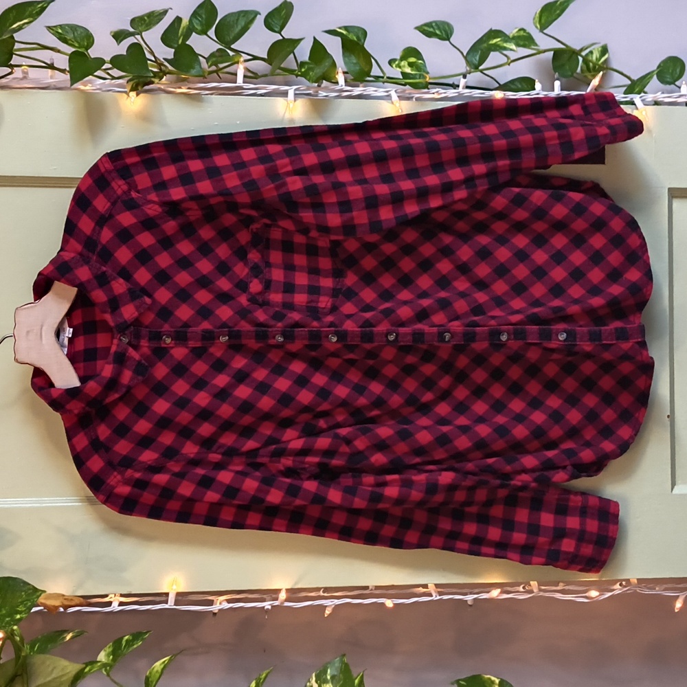 Women's Maurice's Black Red Checkered Flannel S / 0